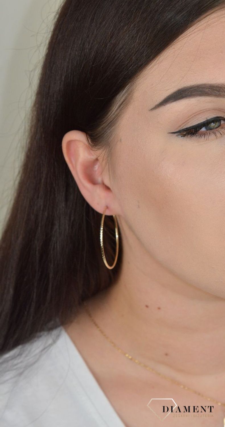 Złote kolczyki grawerowane koła 4 cm KL 9820.jpg